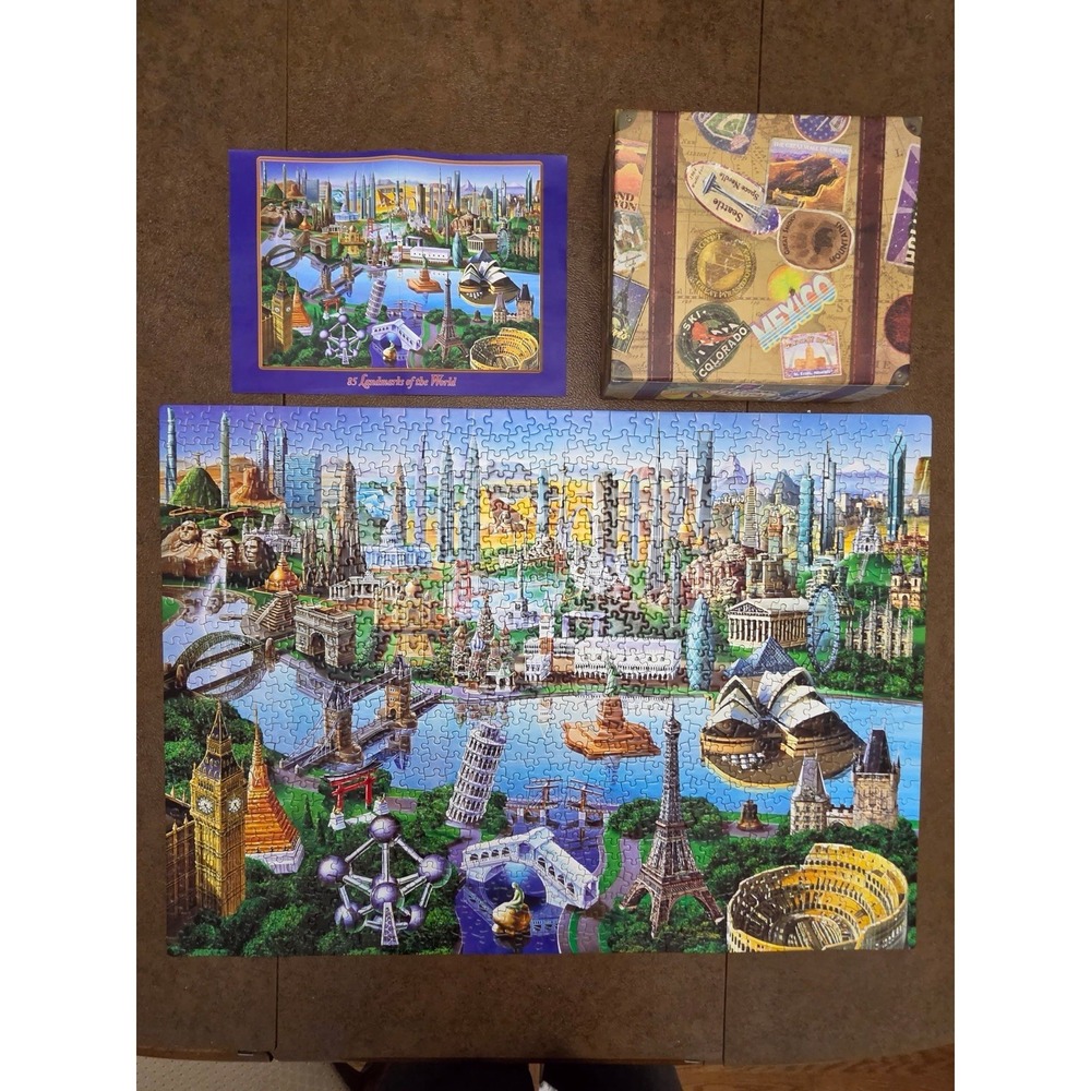 Master Pieces 85 Landmarks of the World 1000 Piece Puzzle Briefcase COMPLETE
